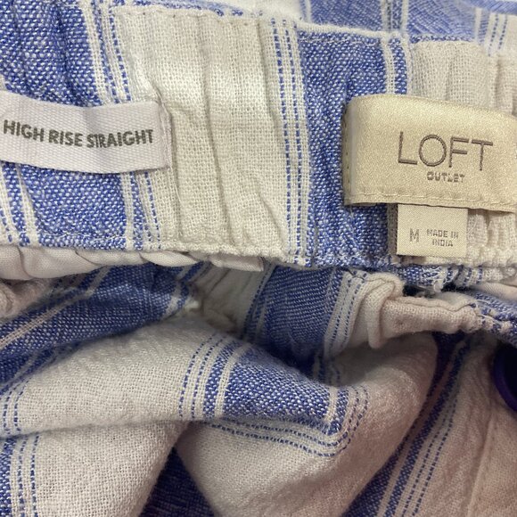 Loft Sz Med High Rise Wide Leg Capri Linen Blend Pants - Picture 4 of 9